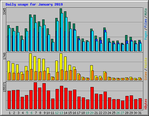 Daily usage for January 2019