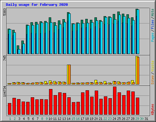 Daily usage for February 2020