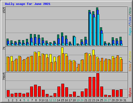Daily usage for June 2021