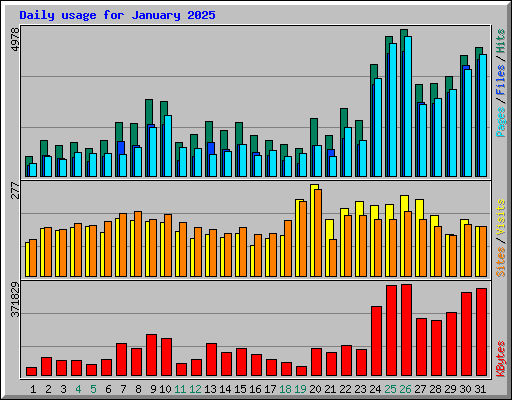 Daily usage for January 2025