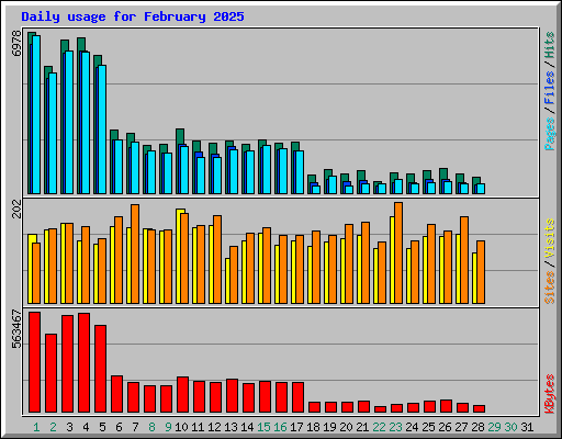 Daily usage for February 2025