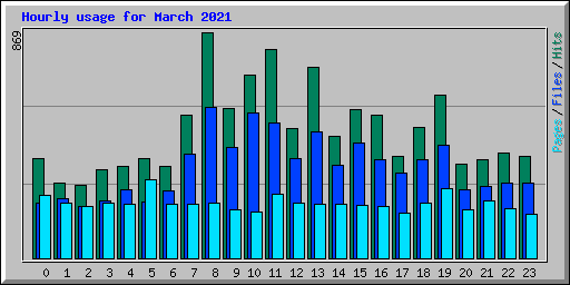 Hourly usage for March 2021